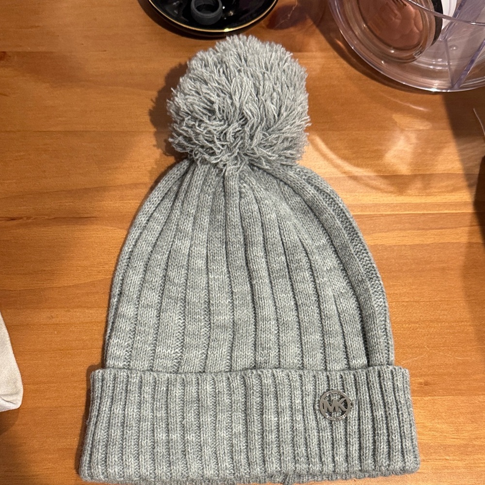 Michael Kors Light Gray Ribbed Beanie